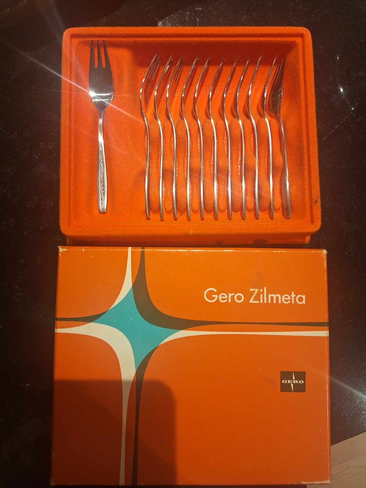 Gero Zilmeta gebaksvorkjes set in originele doos, Ophalen of Verzenden