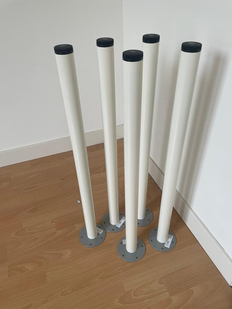 5 Tafelpoten/ bureaupoten van Ikea wit, Huis en Inrichting, Tafelonderdelen, Ophalen, Zo goed als nieuw, Rond, 50 tot 100 cm