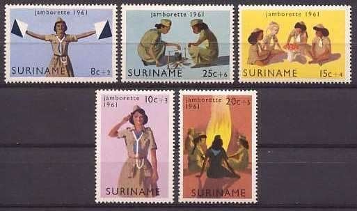 Suriname NVPH nr 371/5 postfris Padvinderij 1961, Ophalen of Verzenden, Postfris