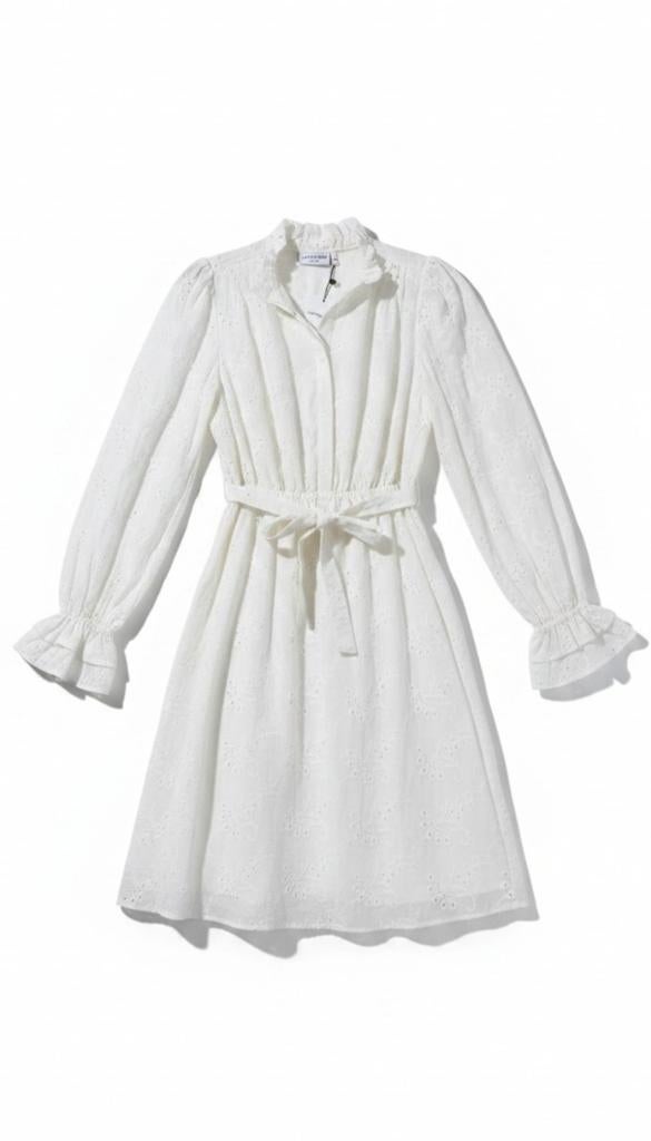 Lot Keckeis broderie midi jurk Romijn wit 38 M ongedragen, Verzenden, Wit, Nieuw, Nvt