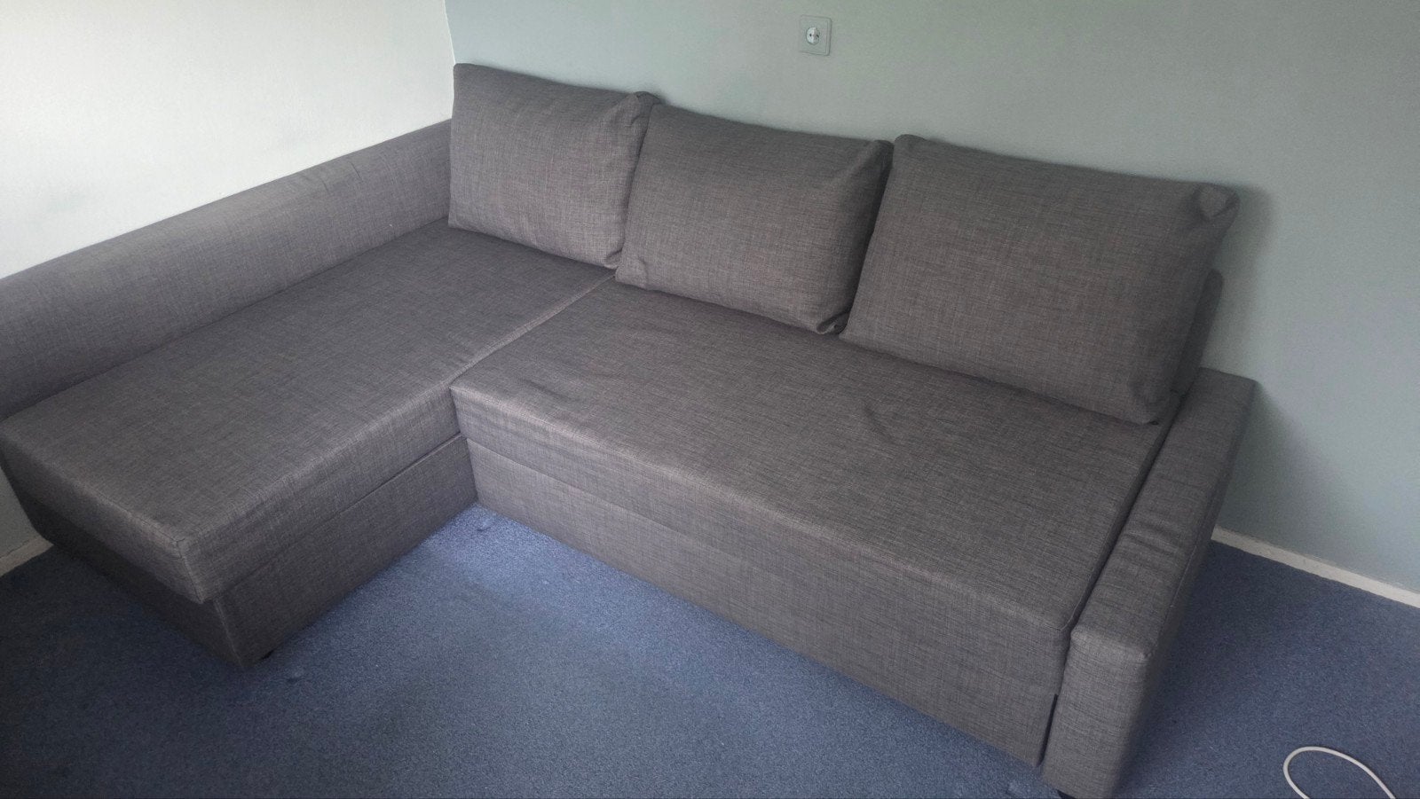Slaapbank IKEA Friheten met opbergruimte - donkergrijs, Ophalen, Gebruikt, 140 cm, Twijfelaar
