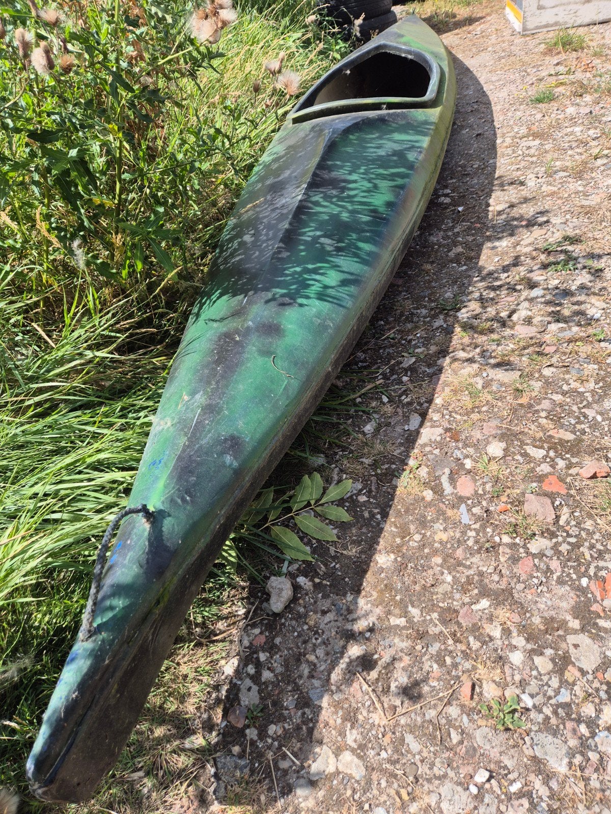 Groene 1-persoons kano met peddel - Gebruikt, Watersport en Boten, Ophalen, Gebruikt, 1-persoons