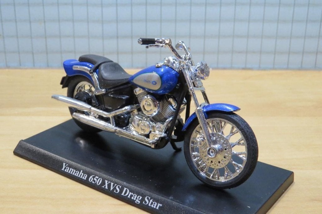 Yamaha XVS650 Dragstar blue 1:18 majorette blister, Overige merken, MayCheong, Nieuw, Ophalen of Verzenden