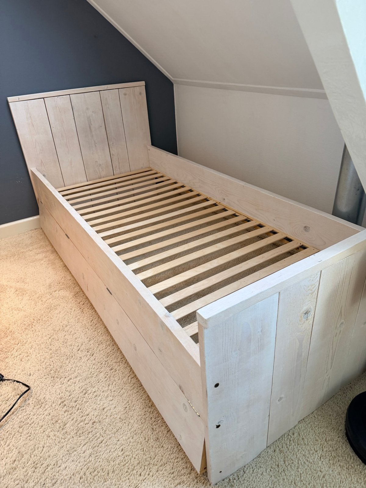 Steigerhouten bed 90x200 (eventueel met bureau), Huis en Inrichting, Ophalen, Gebruikt, 90 cm, Steigerhout