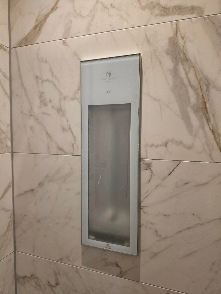 Sunshower Pure IR Square Wit – Zo goed als nieuw! (Inbouw), Witgoed en Apparatuur, Zonnebanken en Gezichtsbruiners, Ophalen, Zo goed als nieuw