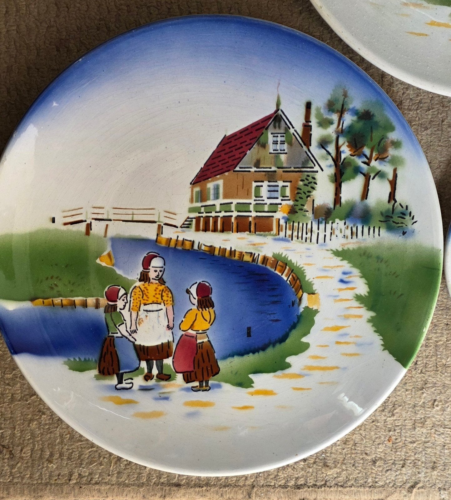 Vintage Delfts Blauw Wandborden Set - Hollands Tafereel, Antiek en Kunst, Ophalen