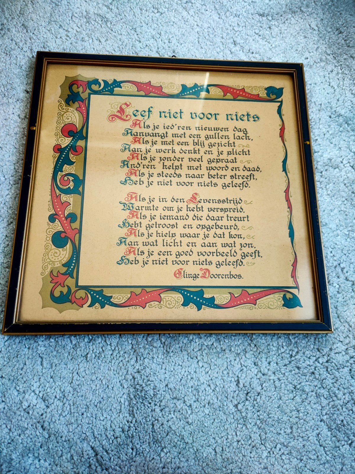 Schilderijtje met tekst, Ophalen