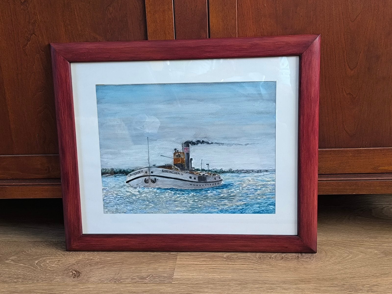 Fraai schilderij stoomsleepboot “Gorinchem V”, Oorspronkelijke maker, Onbekend, Ophalen of Verzenden, Zo goed als nieuw