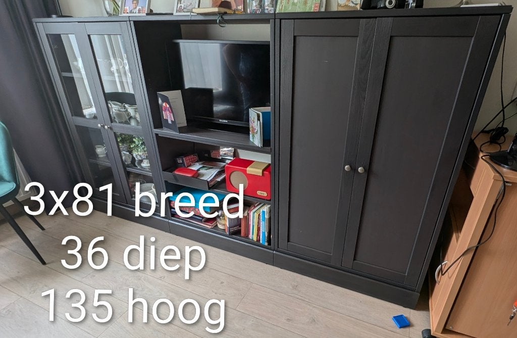 Havsta - wandmeubel - zwart z.g.a.n., Huis en Inrichting, Ophalen, Met deur(en), Overige materialen, 100 tot 150 cm