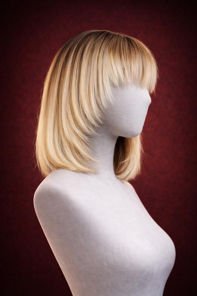 Honingblonde Pruik: Gelaagd, Recht, Stompe Pony - 200g, Sieraden, Tassen en Uiterlijk, Uiterlijk | Haarverzorging, Ophalen of Verzenden