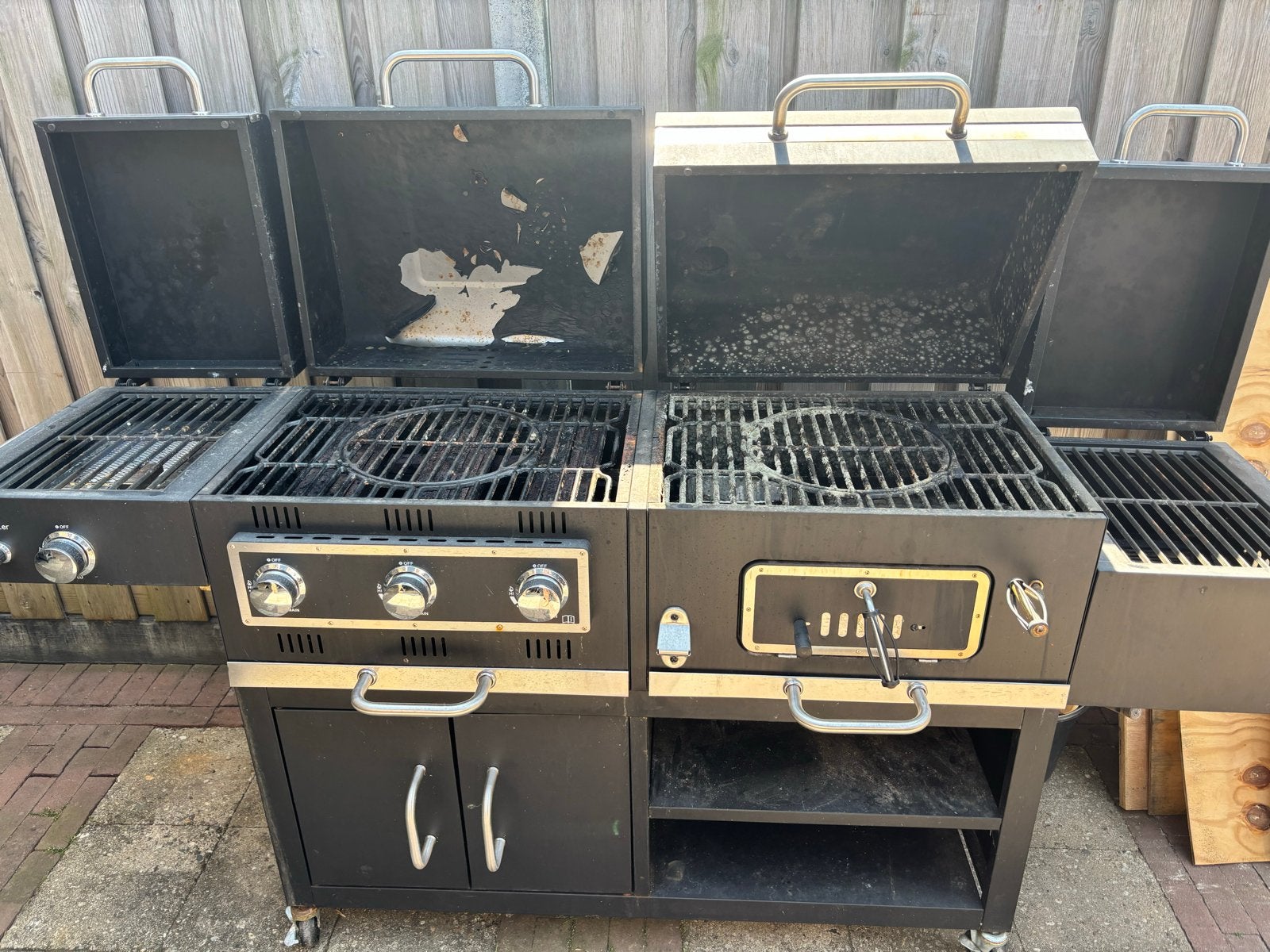 Multifunctionele BBQ kolen, gas, incl regenhoes, Tuin en Terras, Gasbarbecues, Ophalen, Gebruikt