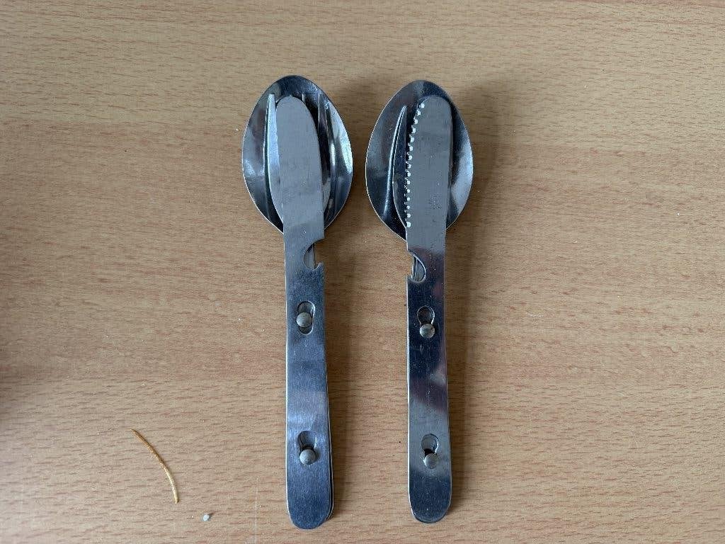 3x Vintage Kampeer Bestek Set - Lepel, Vork, Mes, Ophalen of Verzenden, Gebruikt