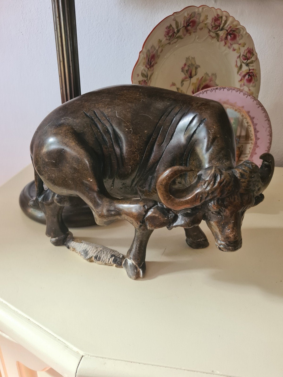 Buffel Speksteen sculptuur Vintage decoratie handgemaakt, Ophalen of Verzenden