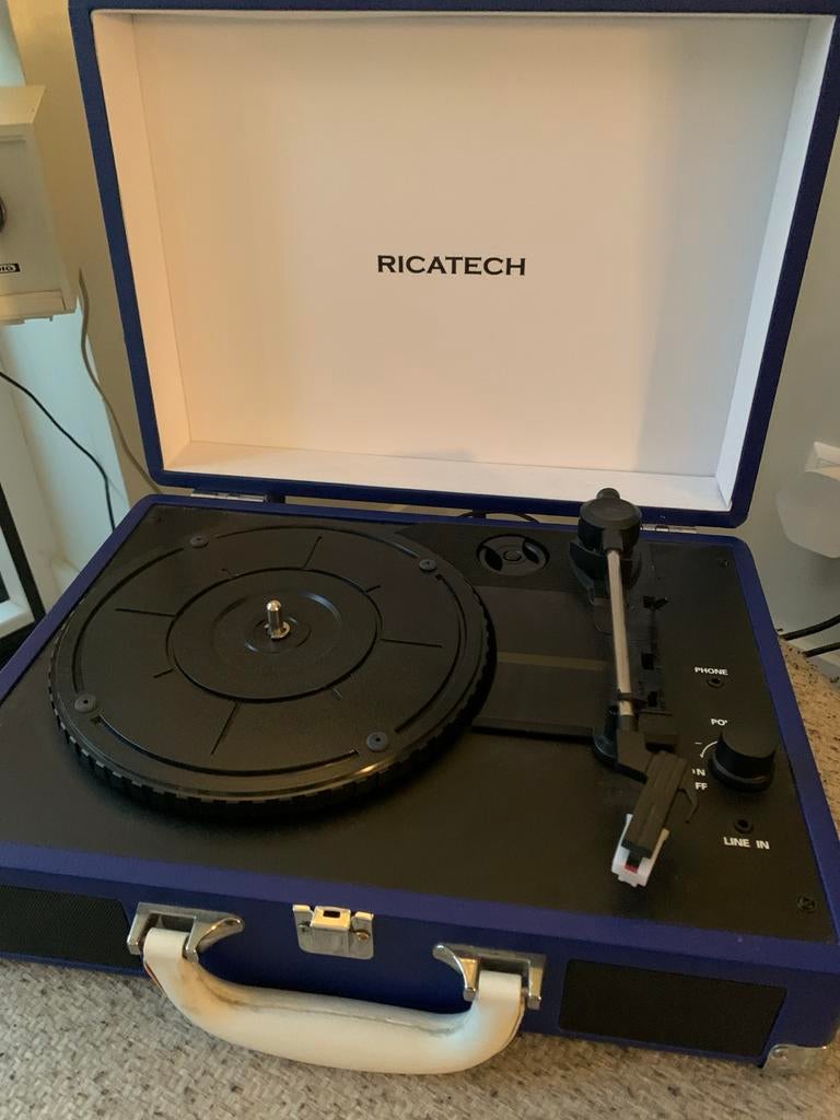 Platenspeler - In blauwe koffer met geintegreerde speakers, Ophalen of Verzenden, Gebruikt, Platenspeler, Overige merken