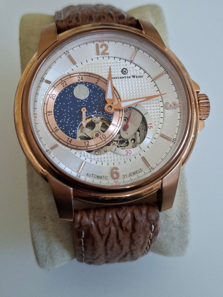 horloge goud  heren prachtig, Overige merken, Overige materialen, Leer, Polshorloge
