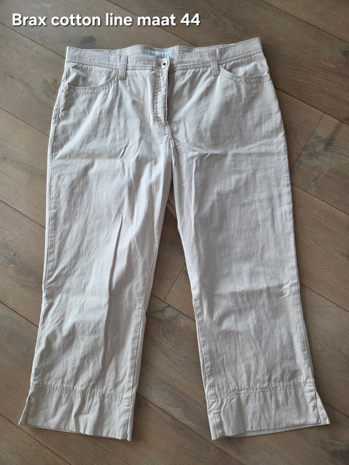Crèmekleurige Brax cotton line, model RICKY maat 44, Beige, Maat 42/44 (L), Zo goed als nieuw, Driekwart
