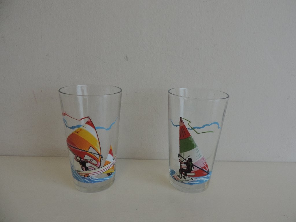 2 vintage reims glaasjes surfer, Ophalen of Verzenden, Huis en Inrichting