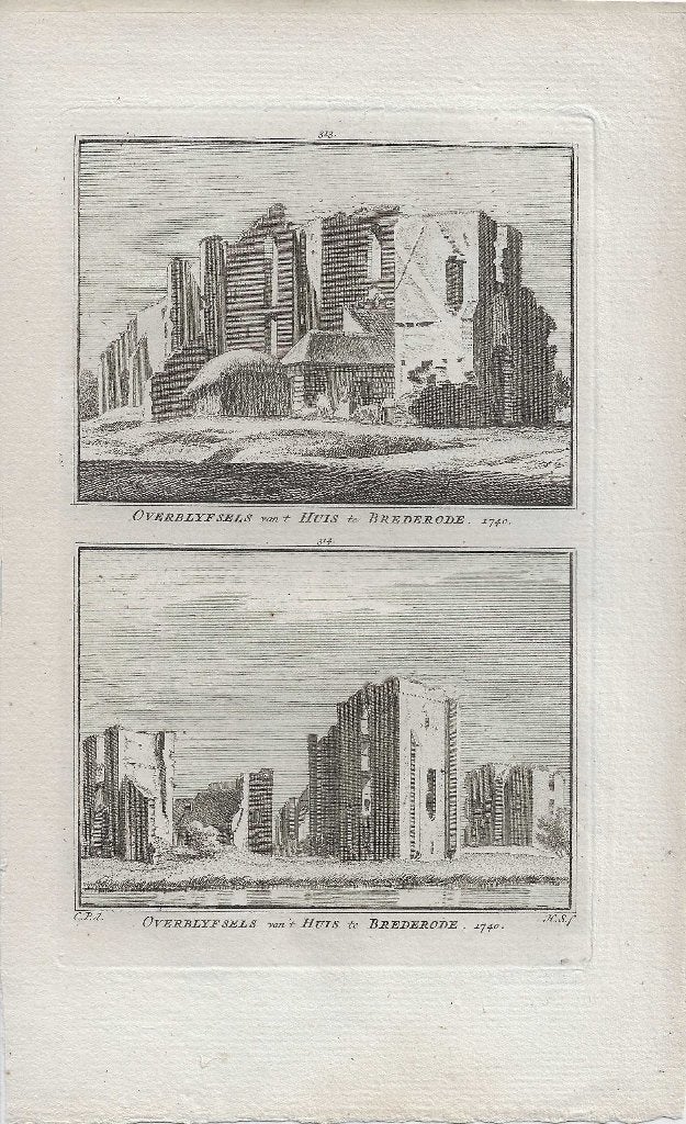 Overblyfsels van 't Huis te Brederode 1740 22 Spilman Koperg, Ophalen of Verzenden, 15 cm, 10 cm, 1700 - 1799