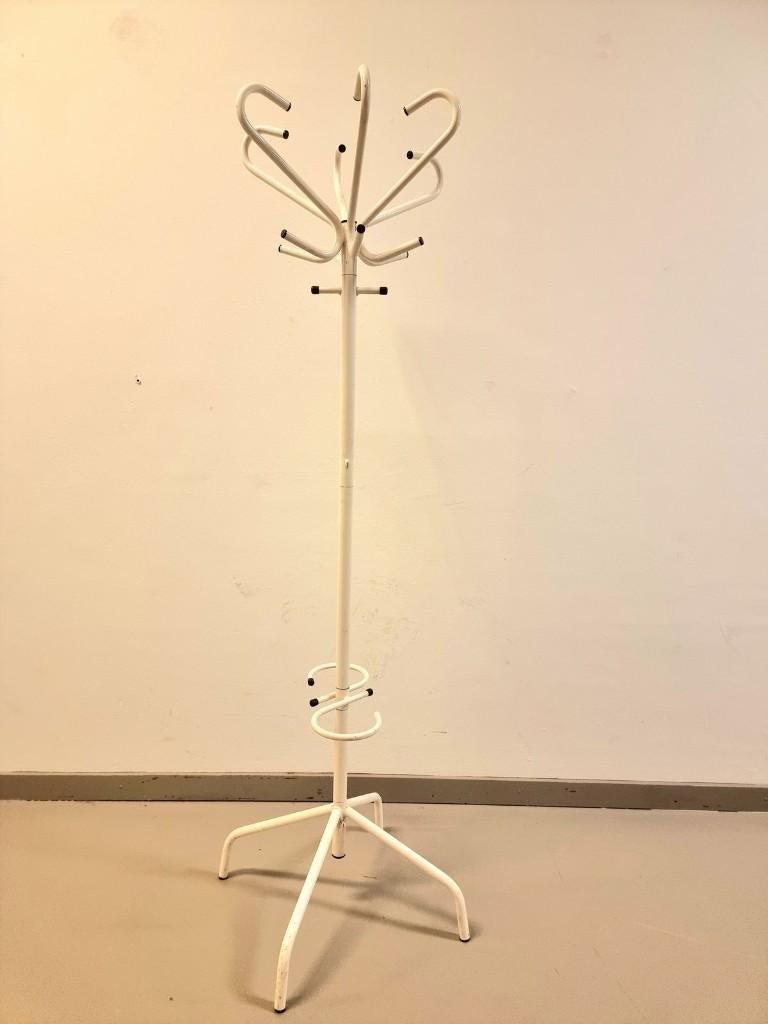 9900 :Vintage 1980s Metal Freestanding Coat Rack Kapstok, Wandkapstok, Gebruikt, Ophalen of Verzenden, Metaal