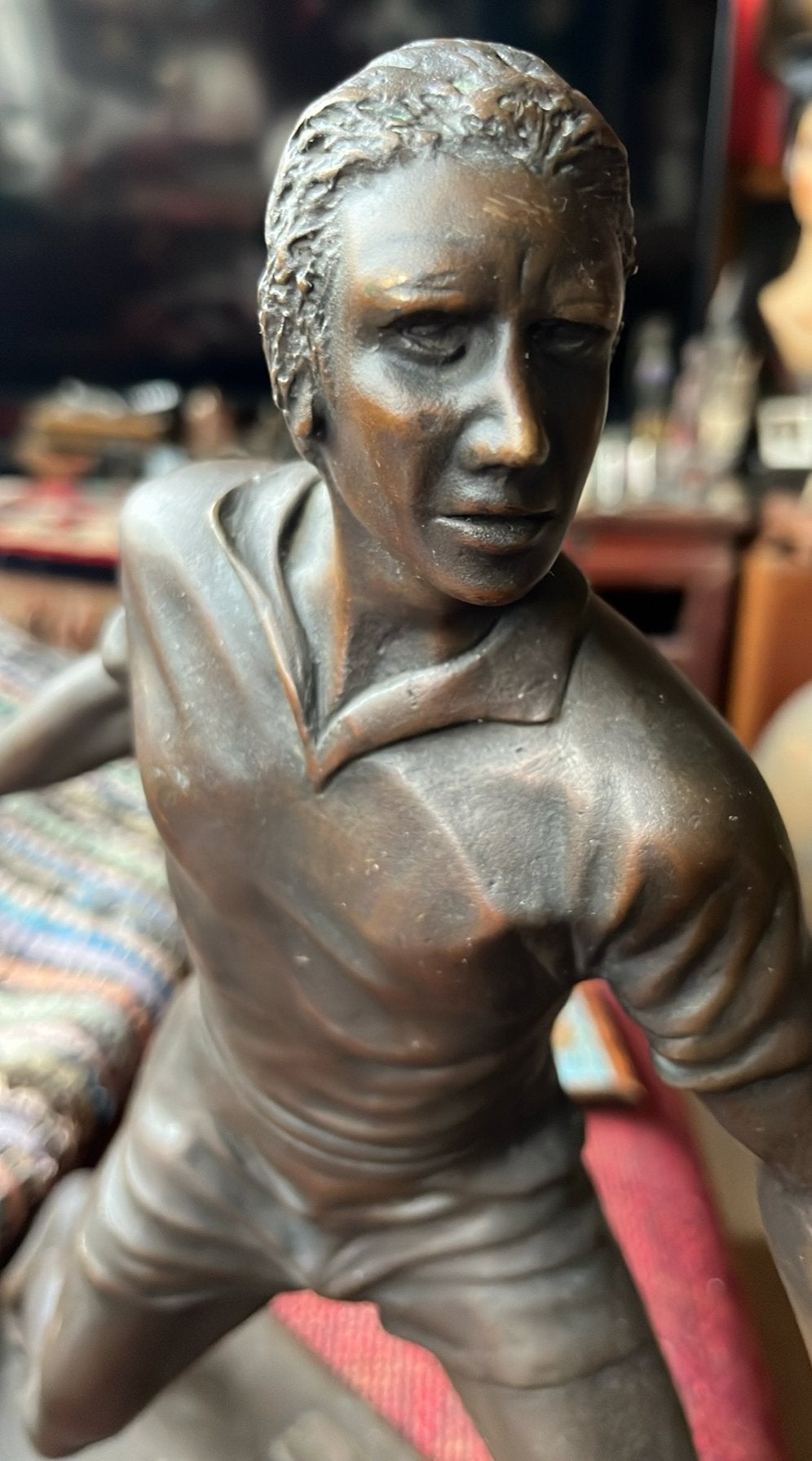 Zware Bronzen Beeld - Atleet- Gesigneerd, Ophalen of Verzenden, Brons, Gemerkt, Beeld
