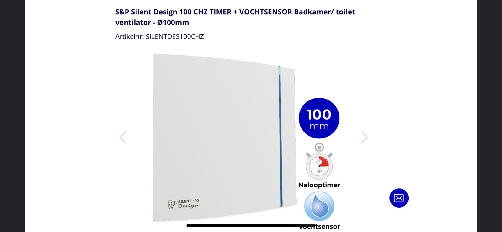 S&P Silent Design 100 CHZ Ventilator met Timer & Vochtsensor, Ophalen of Verzenden, Nieuw