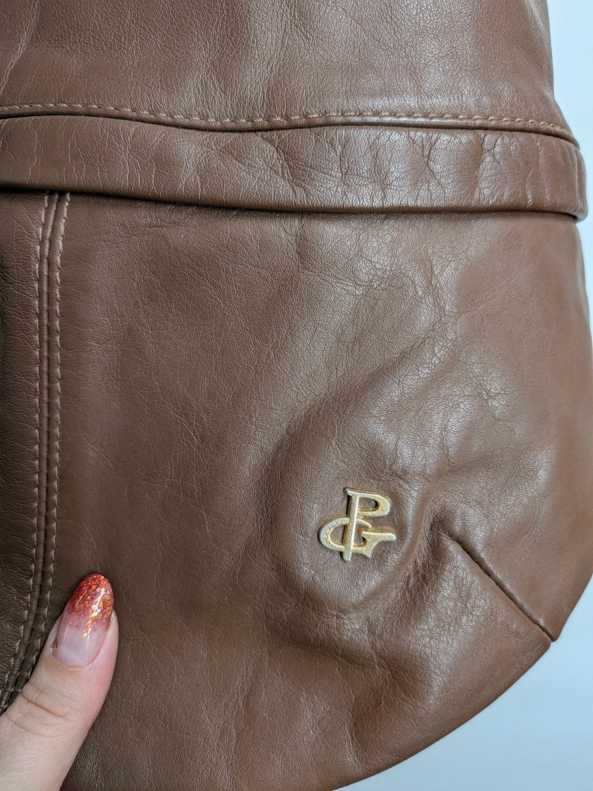 Vintage bruine leren schoudertas | Hobo bag | Boho tas, Gebruikt, P&g, Bruin, Ophalen of Verzenden