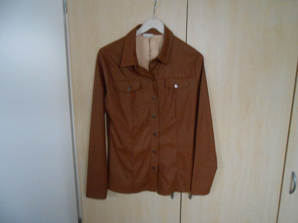 Mooie leatherlook blouse maat M van Jane Lushka, Kleding | Dames, Blouses en Tunieken, Maat 38/40 (M), Bruin, Ophalen of Verzenden