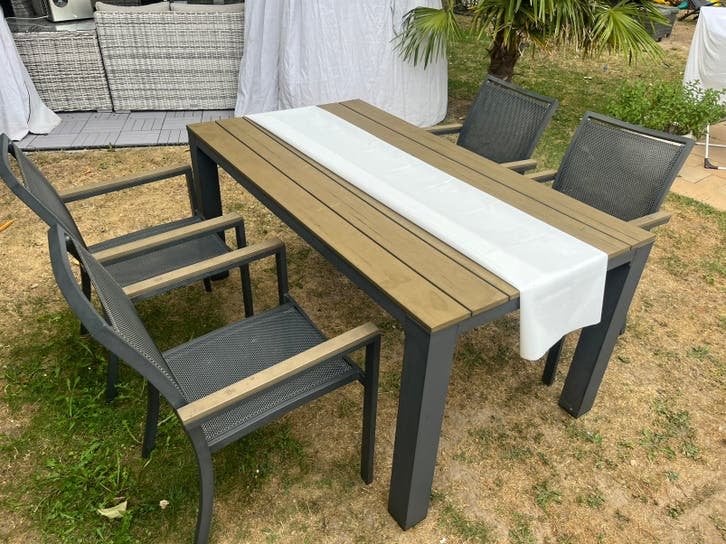 Tuintafel Set 4 Stoelen Bois Le Duc, Tuin en Terras, Tuinsets en Loungesets, Ophalen of Verzenden, Gebruikt, Tuinset
