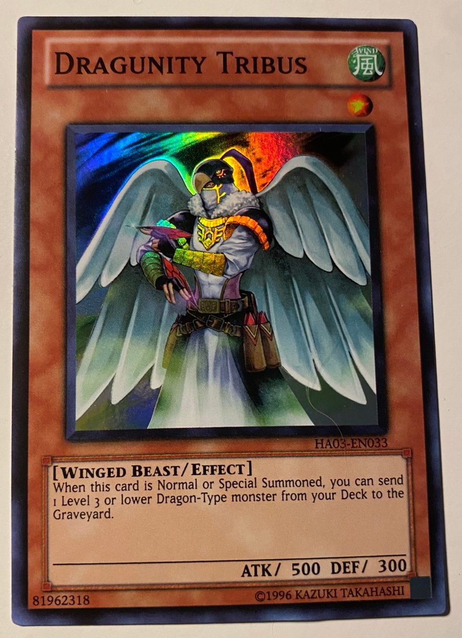 Yu-Gi-Oh! Dragunity Tribus HA03 Hidden Promo !, Ophalen of Verzenden, Gebruikt, Losse kaart, Foil