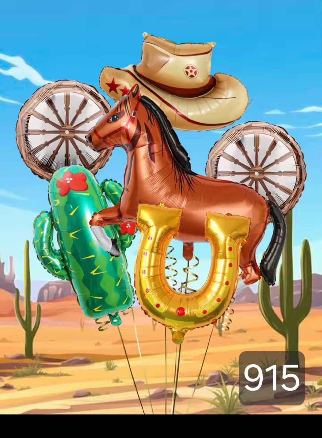 Cowboy Feest Ballonnen Set - Paard, Hoefijzer, Cactus, Hoed, Ophalen, Nieuw, Versiering, Verjaardag