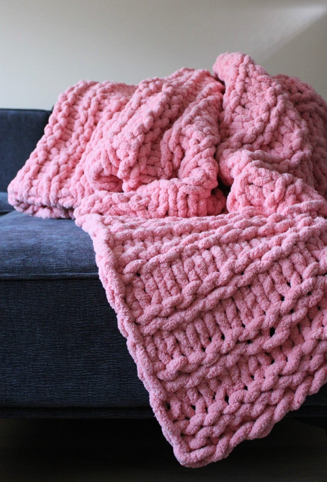 Roze, handgemaakt deken, 175 cm, 120 cm, Roze, Nieuw