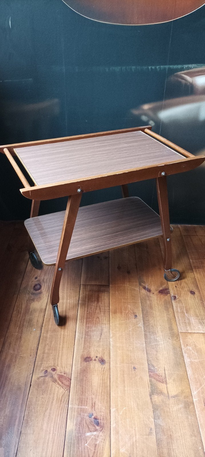 Vintage serveer trolley, Huis en Inrichting, Ophalen, Gebruikt, Hout, Vintage jaren 60