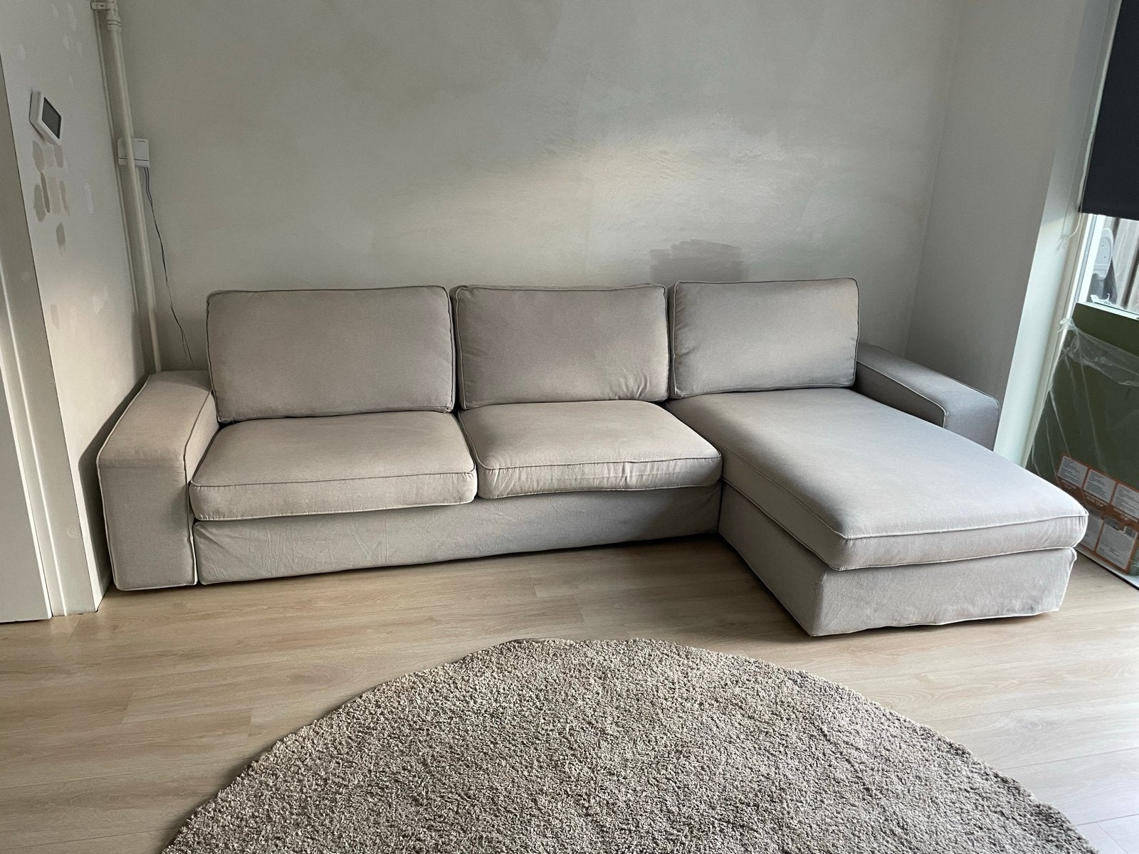 IKEA Kivik bank met chaise longue - Lichtgrijs, Ophalen, Gebruikt, Stof