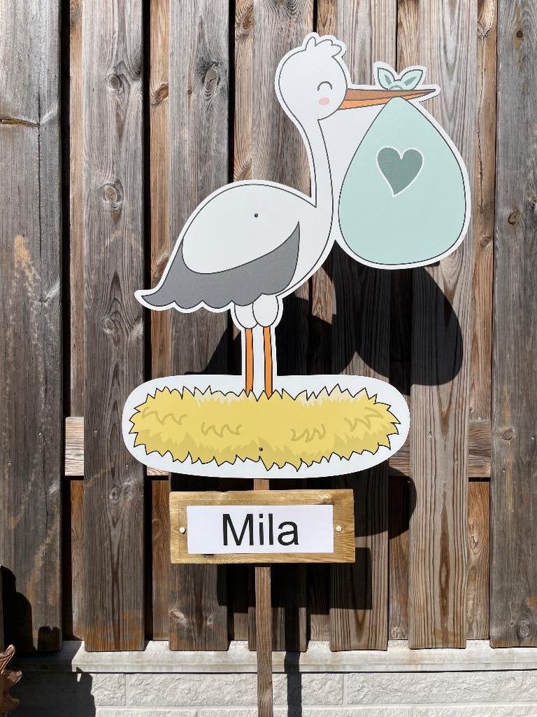 Geboortebord OOIEVAAR groen dibond meisje huren huur, Kinderen en Baby's, Kraamcadeaus en Geboorteborden, Ophalen, Zo goed als nieuw