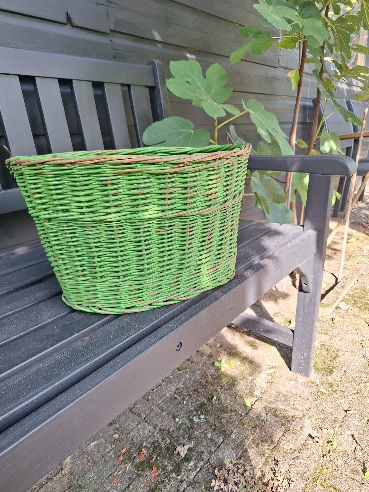 Vintage groene fiets mand, Ophalen, Gebruikt, Fietsmand