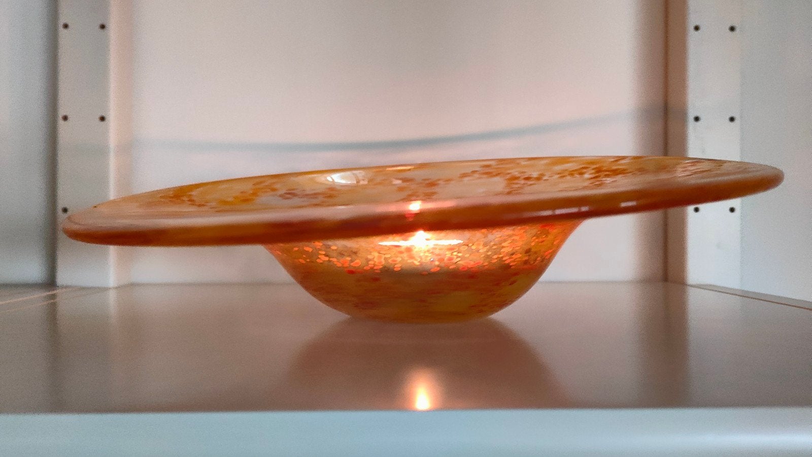 unieke oranje design schaal glas David Beliën glaskunst, Glas, 8 cm, Oranje, Ophalen of Verzenden