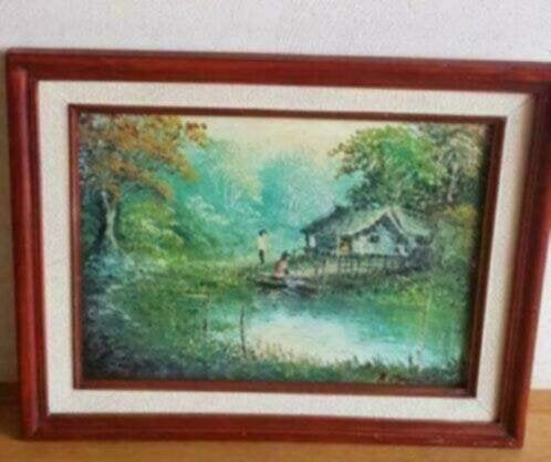 Olieverf paletmes Indonesie gesigneerd, Antiek en Kunst, Ophalen