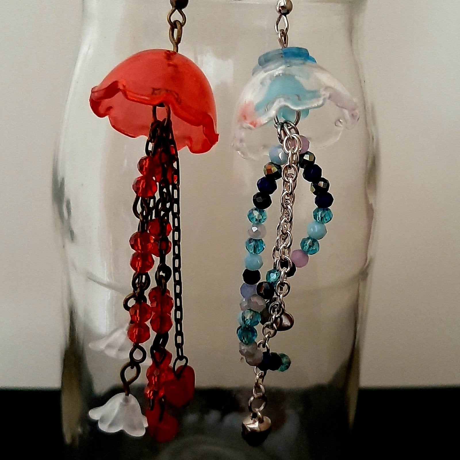 Jellyfish  kwallen oorbellen in Blauw of Rood 🎄, Overige materialen, Hangers, Overige kleuren, Nieuw