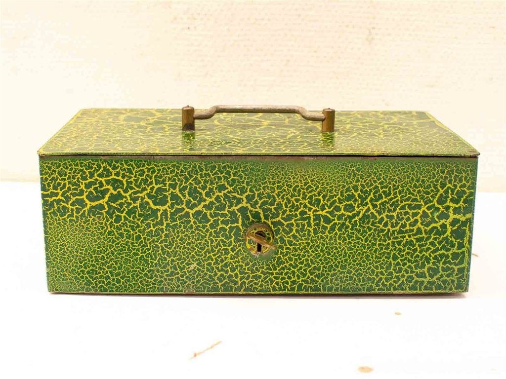Metalen geld kistje 37010, Huis en Inrichting, Woonaccessoires | Kisten, Minder dan 50 cm, Gebruikt, Minder dan 50 cm, Ophalen of Verzenden