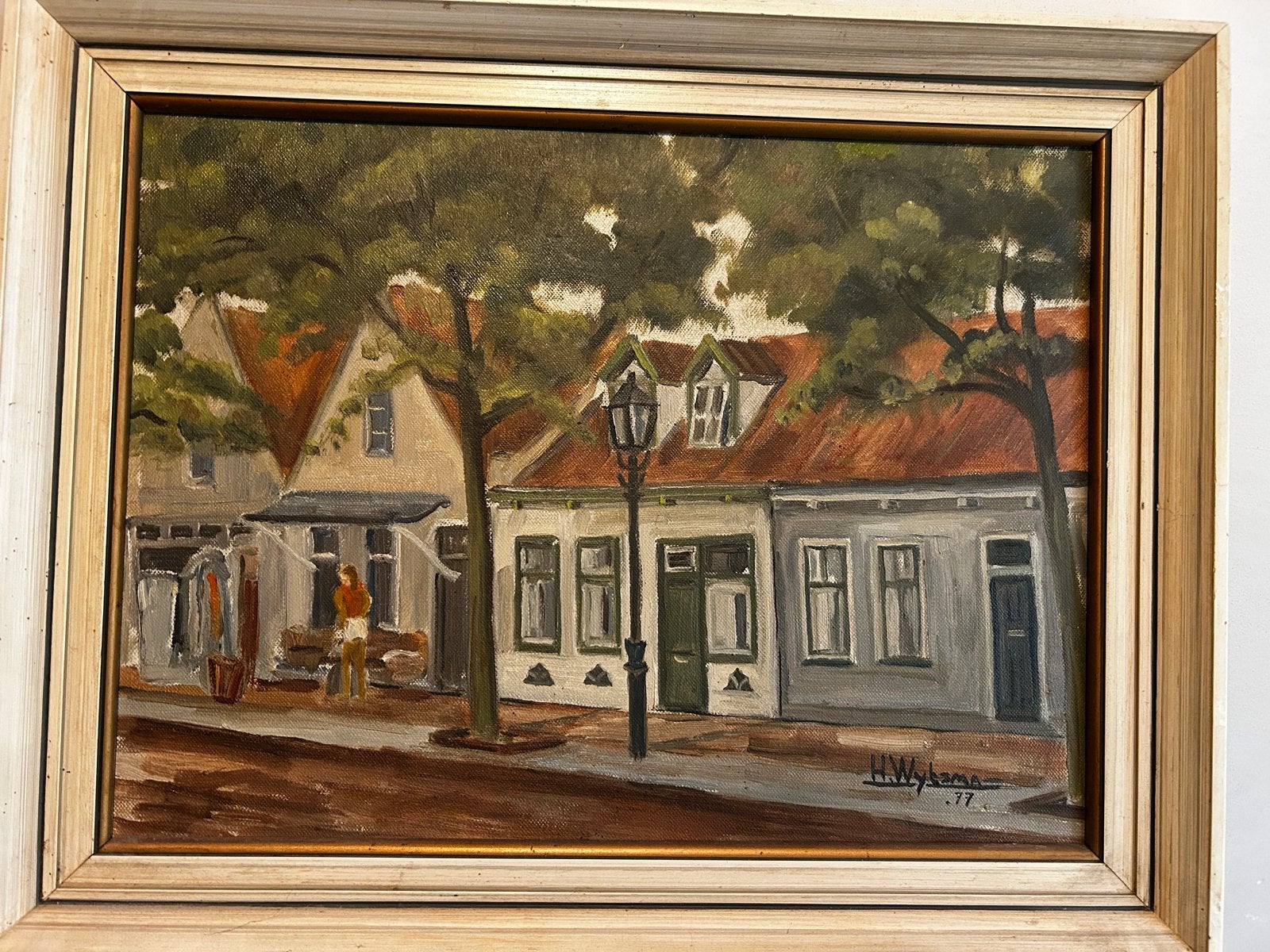 Schilderij Wytsma - Dorpsstraat Vlieland (jaren '70), Ophalen, Doek, Realistisch, Gesigneerd