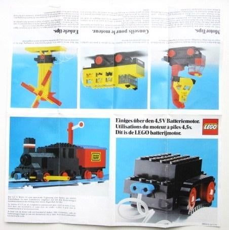 Drietalig foldertje folder van Lego 98550 batterijmotor 1976, Ophalen of Verzenden, Zo goed als nieuw
