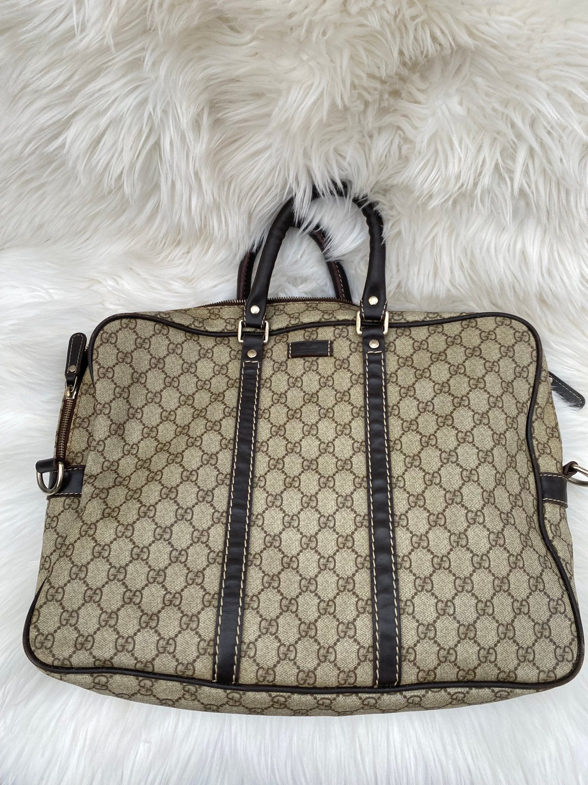 Originele Gucci GG Supreme-aktetas / tas Koffer, Verzenden, Zo goed als nieuw, Leer, Minder dan 50 cm