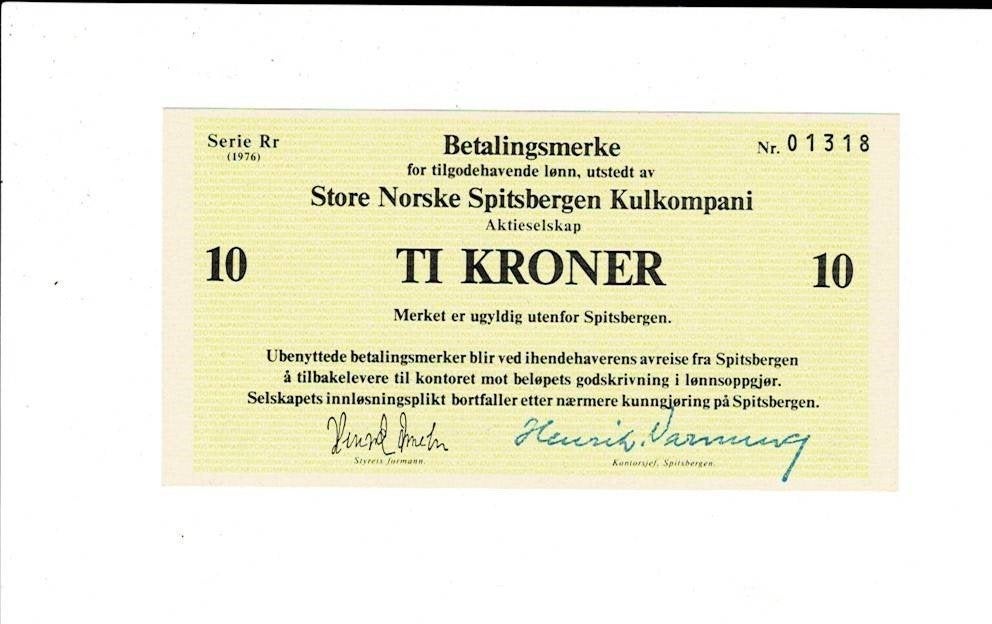 Spitsbergen, 10 kroner 1976, Verzenden, Overige landen