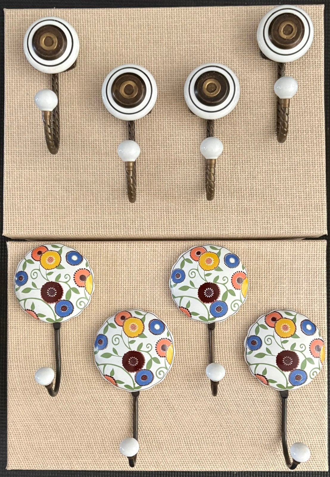 ACHT VINTAGE WANDHANGERS keramiek en metaal, Wandhaken, Ophalen of Verzenden, Zo goed als nieuw, Minder dan 100 cm