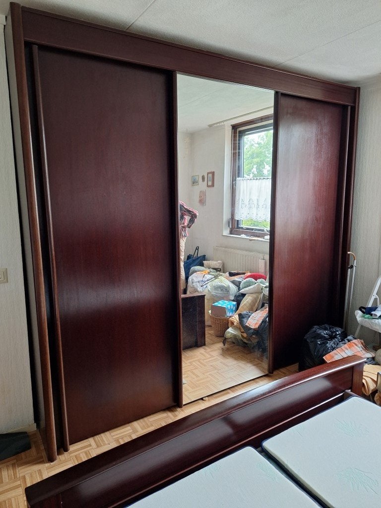 Slaapkamer bed en kast, Ophalen, Gebruikt, Tweepersoons, Hout
