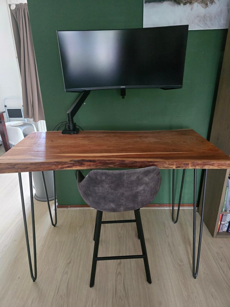 Bartafel en barkruk, Huis en Inrichting, Bureaus, Gebruikt, Overige typen, Overige stijlen, Hout, Bruin, Demontabel, Ophalen