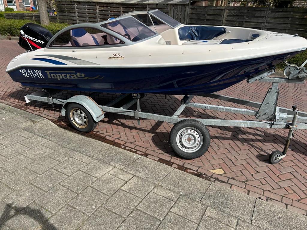 Speedboot Topcraft 505 + Mercury 50PK + Trailer, Watersport en Boten, Ophalen, Gebruikt, 5 m, Topcraft