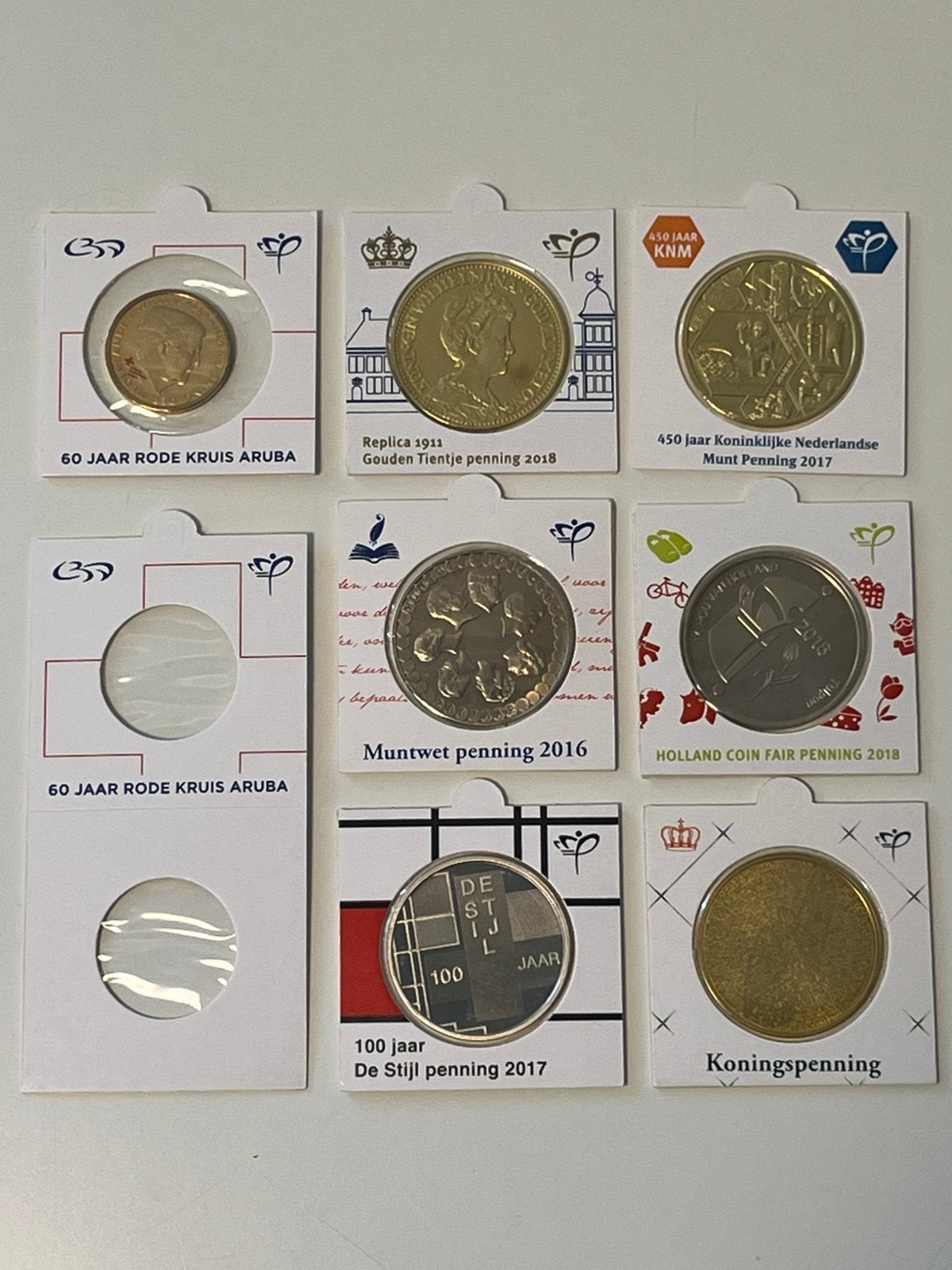 7 KNM herdenkingspenningen & munten Coincard munthouder, Verzenden, Koningin Beatrix, Euro's