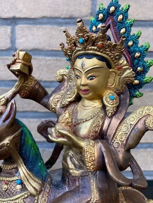 Achi Chokyi Drolma – brons – 28 cm – Nepal, Verzamelen, Religie, Ophalen of Verzenden, Zo goed als nieuw, Beeld(je), Boeddhisme
