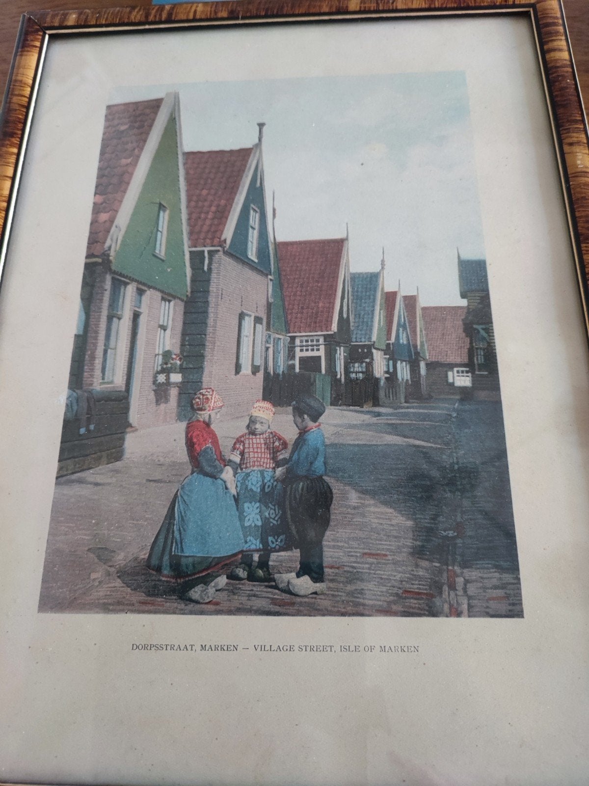 Vintage prent Dorpsstraat Marken, Antiek en Kunst, Ophalen of Verzenden, Print, Print/reproductie, Ingelijst